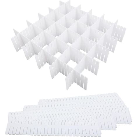 24 verstellbare Schubladeneinteiler, Schubladen-Organizer-Gitter, Schubladenteiler, verstellbarer Schubladentrenner, ideal für Büro, Küche, Schlafzimmer und Badezimmer (Weiß)