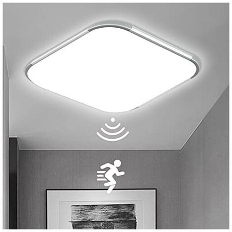 24-W-LED-Deckenleuchte mit Bewegungsmelder, moderne runde LED-Deckenleuchte mit Bewegungsmelder – 30 x 30 cm, kaltweißes Licht.
