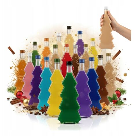 24 x 500-ml-Weihnachtsbaumflaschen für Tinkturen, Liköre und Säfte – Geschenkidee