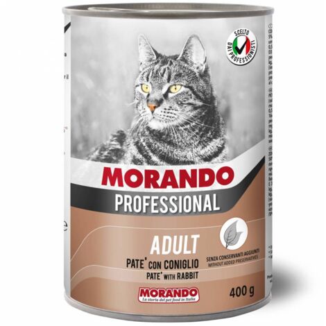 24 x CIBO GATTO MORANDO LATT 400 G PAT CONIGLIO