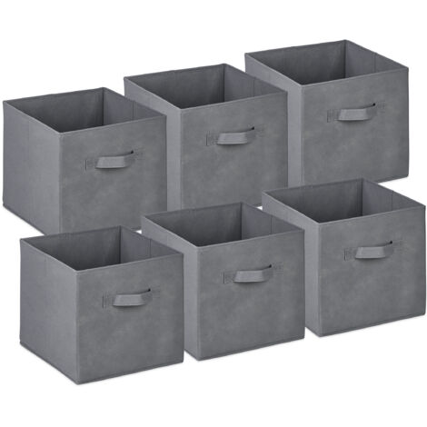 24 x storage boxes, 19 l, fabric boxes, HWD 26.5x28x28cm, foldable organiser, handle, light grey, set