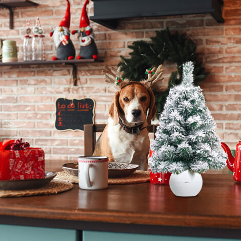 24-Zoll-Mini-Weihnachtsbäume, künstlicher Schneeflocken, Tischbaumschmuck für Esstisch, Büro, Weihnachtsdekoration für Zuhause.