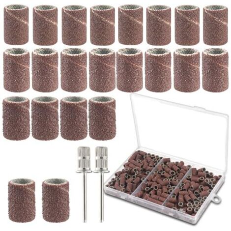 240 PCS Tambour Adaptateur de Band Ponçage Manchon Abrasif Compatible avec Dremel Outils Rotatifs Embout Emeri Mandrin pour Ponceuse Grain 80/120/180 Ongles Céramique, Pierre -