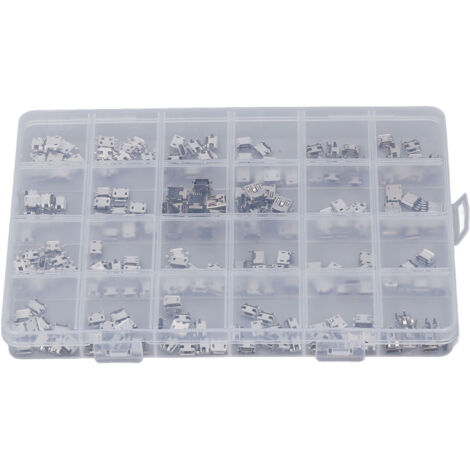 240 Pièces Connecteurs USB Micro Femelle Port Prise Soudure en Acier Inoxydable Rangée Simple