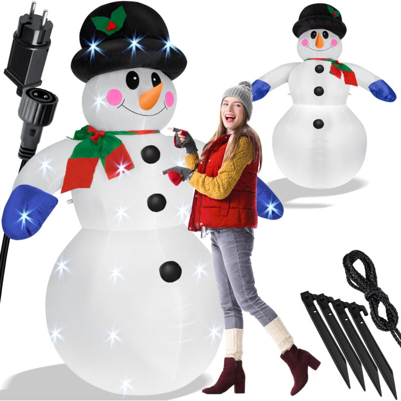 Bonhomme de neige gonflable xxl 240cm Illumination led Matériel de fixation Décoration Bonhomme de neige Noël Décoration de Noël Figure 240cm - Kesser