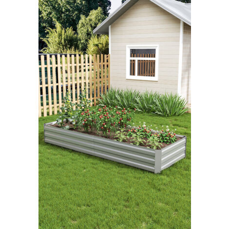 240cm W Outdoor Rectangular Metal Raised Garden Bed