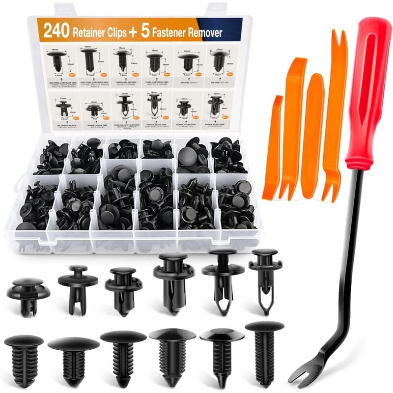 240pcs pare - chocs clip de fixation voiture en plastique rivet fixation Push fixateur Kit - porte décoratif panneau Fender clip pour universel Ford