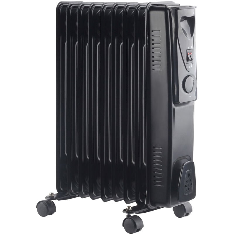 240V Oil Filled Radiator 9 Fin 2000W Portable Electric Heater 3 Heat ...