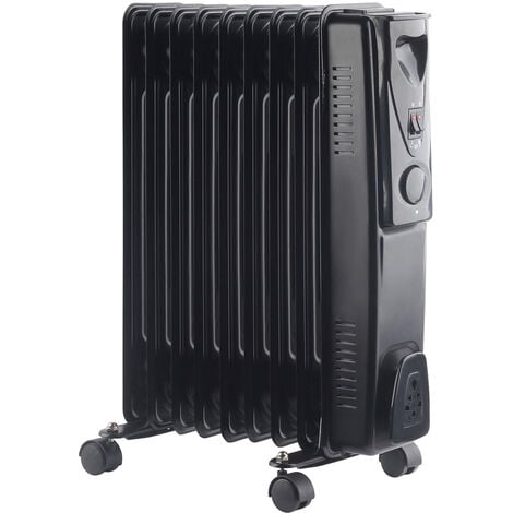 240V Oil Filled Radiator 9 Fin 2000W Portable Electric Heater 3 Heat Thermostat