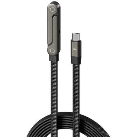 240W Câble USB C de Chargeur 2 en 1 avec Support Latéral Invisible USB-C vers Type-C Tressé Câble de Charge Rapide pour iPhone 17 16 15 Samsung et Tablettes Macbook pro 1.5M