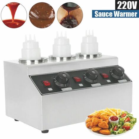 240W Chauffe-sauce électrique commercial 3 bouteilles Machine à chauffer le chocolat chaud