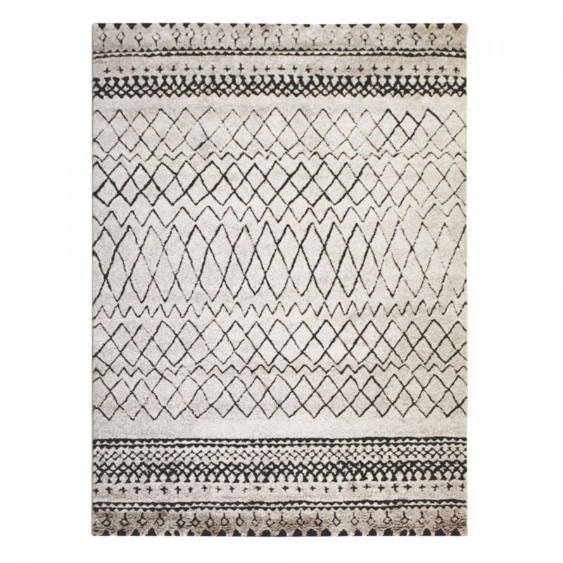 Unamourdetapis - Tapis berbère motifs tribaux 160x230 crème mabal