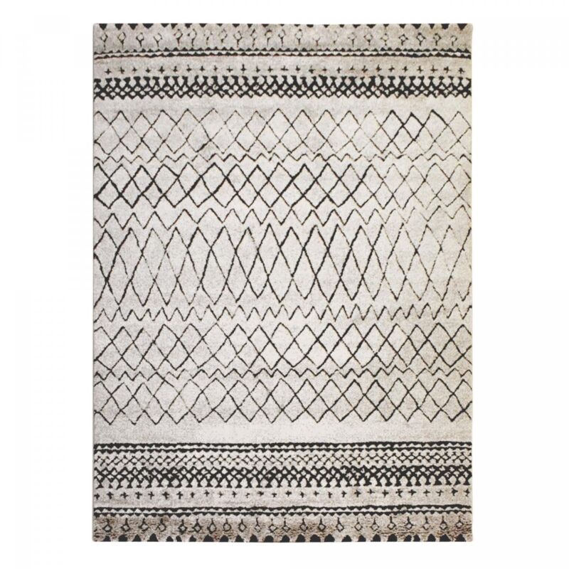 Unamourdetapis - Tapis berbère motifs tribaux 60x110 crème mabal