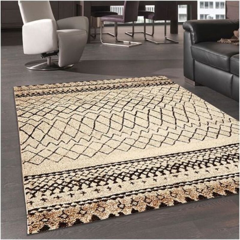 Unamourdetapis - Tapis berbère motifs tribaux 200x290 beige mabal