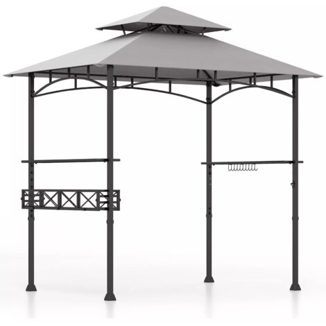 242 x 153 cm BBQ Grill Gazebo Outdoor Barbecue Canopy w/2 Side Shelves