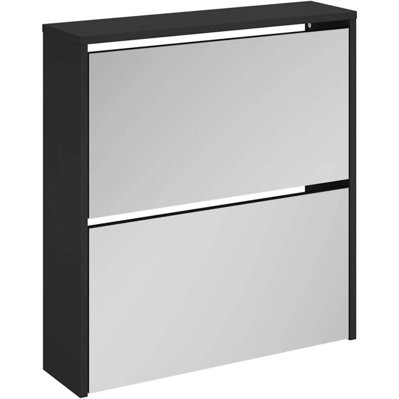 Vidaxl - Shoe Cabinet With Mirror 2-layer Black 63x17x67 Cm
