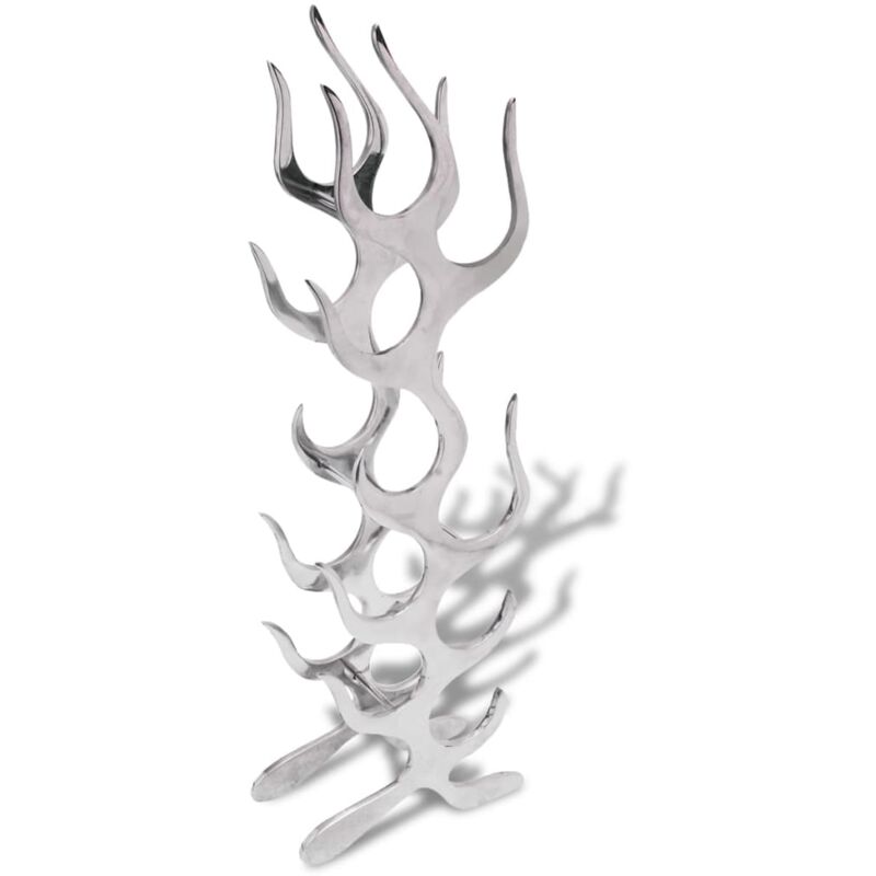 Wine Rack Flame Shape Aluminium Silver 9 Bottles vidaXL