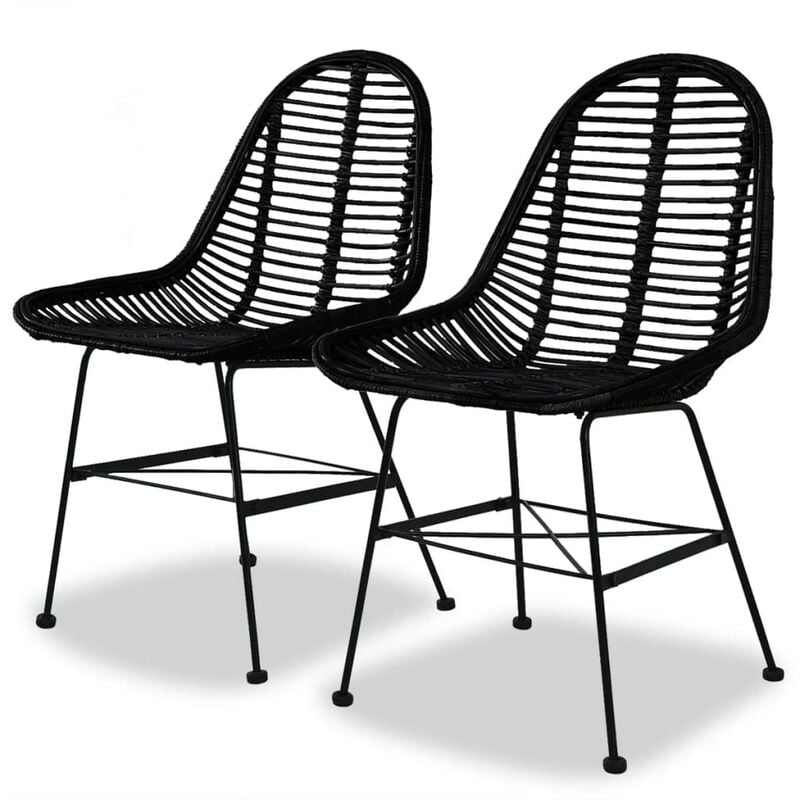 Vidaxl - Dining Chairs 2 pcs Black Natural Rattan