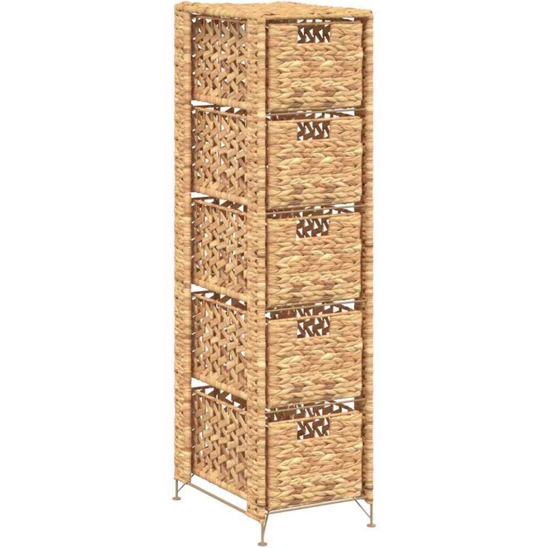 Storage Unit With 5 Baskets 25.5x37x100 Cm Water Hyacinth Vidaxl