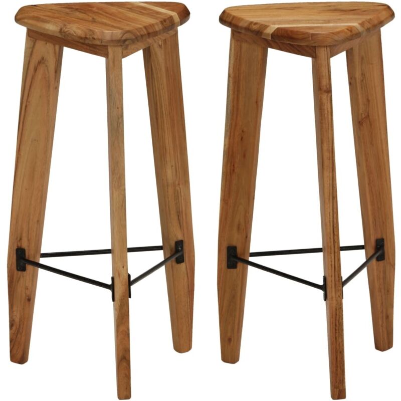 Bar Stools 2 pcs Solid Acacia Wood - Brown - Vidaxl