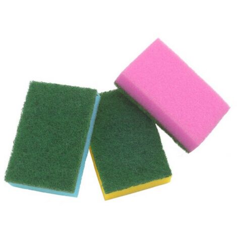 24CF SPUGNA ABRASIVA COLORATA 10 PZ. col. Assortiti cm. 9x6x3 h