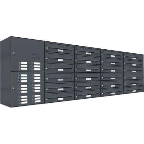 24er Briefkasten Anlage Aufputz - Wandmontage RAL 7016 Anthrazit Klingel
