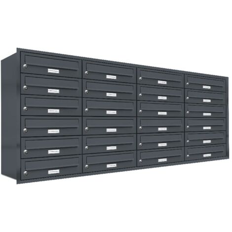24er Briefkasten Anlage Unterputz Montage RAL 7016 Anthrazit