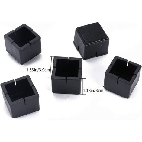 24er-Pack Silikon-Stuhlbeinkappen 30–36 mm, Möbelbeinschutz, verhindert Kratzer und Lärm, rutschfeste Polster für Möbel und Tischfüße, quadratisches Kaliber (schwarz)