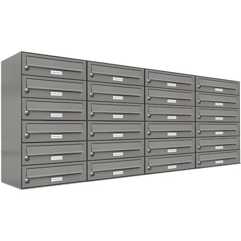 24er Premium Briefkasten Aluminiumgrau RAL Farbe 9007 für Außen Wand Postkasten 4x6