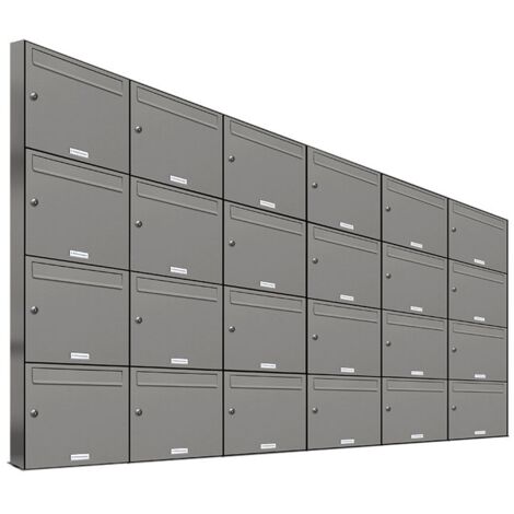 24er Premium Briefkasten Aluminiumgrau RAL Farbe 9007 für Außen Wand Postkasten 6x4