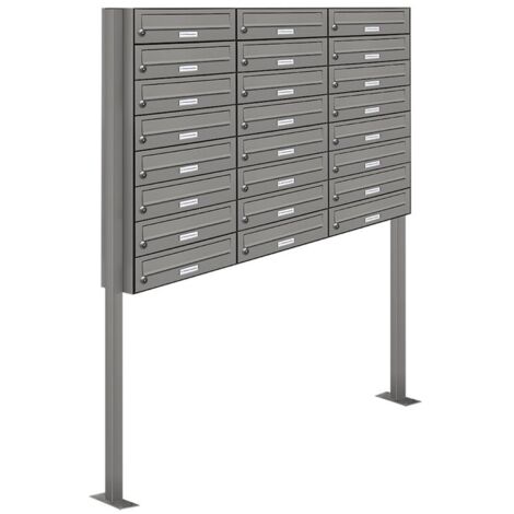 24er Premium Standbriefkasten RAL 9007 freistehend Postkasten Ständer 3x8