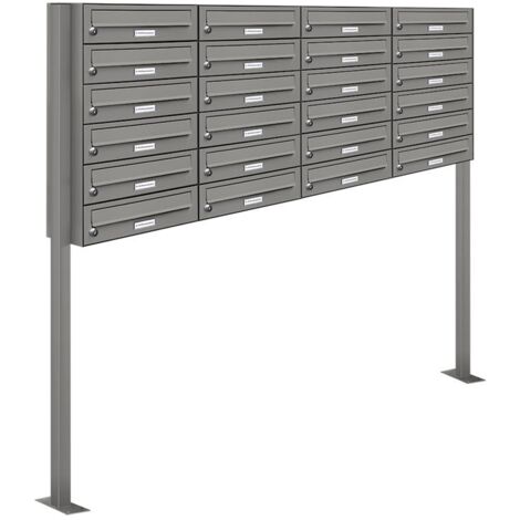 24er Premium Standbriefkasten RAL 9007 freistehend Postkasten Ständer 4x6