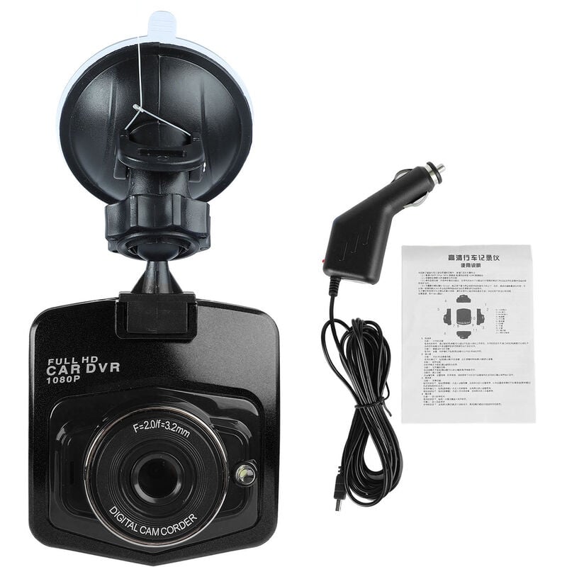 YB - Jeffergarden 2.4in Car Dashcam 1080P Night Vision Shaking Proof Long Standby Dashboard Camera Driving Recorder Noir