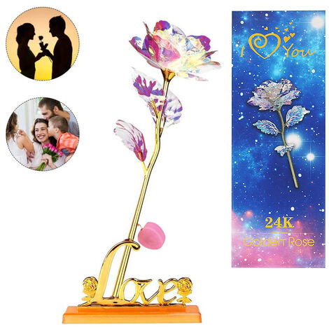 24K Or Rose Artificielle Tournesol Boîte À La Main Pour Les Amoureux Mère Petite Amie Saint Valentin Fête Des Mères Anniversaire Mariage
