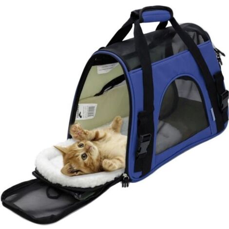 24L Sac Transport Chien, Chat avion, Sac bandoulière pour chien, Sac de transport chat, respirable, chaud, Portable, 432029cm Bleu