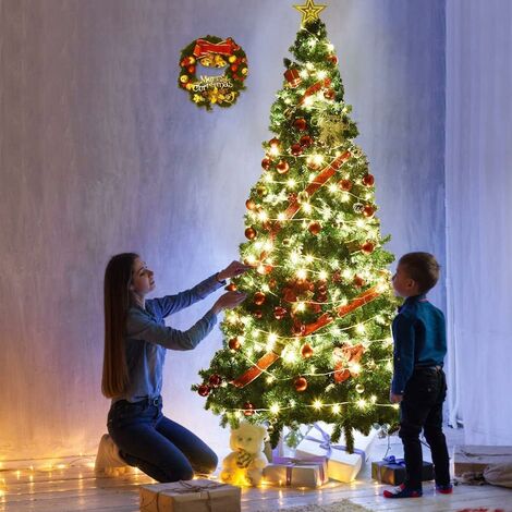 2.4M 8FT Artificial Christmas Tree Green with Metal Stand Xmas Decorations New