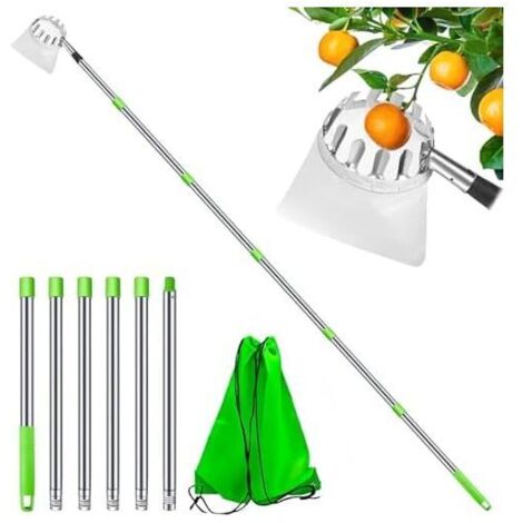 2.4M Cueille-Fruits avec Sac Ø16 cm  Cueille Fruit Telescopique Cueilleur de Fruits Accessoires De Jardinage Agricole pour La Réc