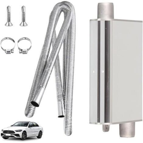 24mm Tuyau d'échappement avec Silencieux, Silencieux de Chauffage de Stationnement, 200cm Portable Flexible Tuyau d'échappement en Acier Inoxydable avec 2 Colliers en Acier IOnoxydable