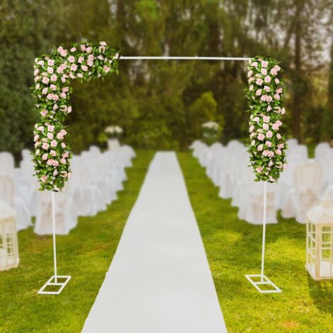 2.4mx2.4m Arco de Telón de Fondo de Boda Marco de Metal Pantalla Flor Globo de Boda Soporte Blanco