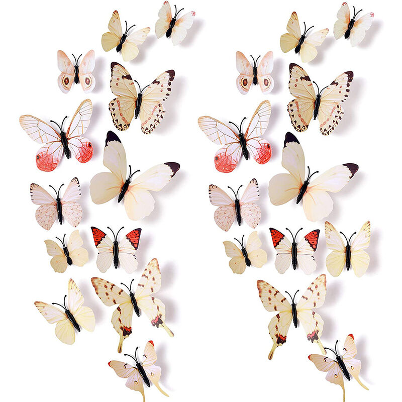 

24pcs 3D Vivid Special Man-Made Art Lively Butterfly Art Decoración de bricolaje Pegatinas de pared Calcomanías Decoración de guardería, Decoración