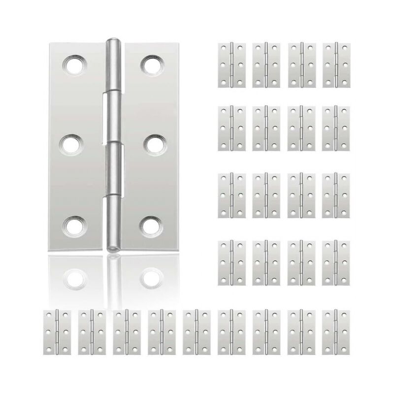 Cyslmuk - 24Pcs (44mm32mm) Small Door Hinges, Stainless Steel Hinge, diy Door Hinges for Cupboard Door Piano Hinge Jewelry Boxes Home Furniture