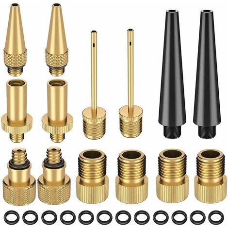 24pcs Adaptateur de Valve Vélo, Adaptateurs pour Valves Cuivre Adaptateur de Vélo Adaptateur de Pompe Adaptateur de Vanne, DV AV SV Adaptateur pour Compresseur de Vélo Pompe à Pied Voiture