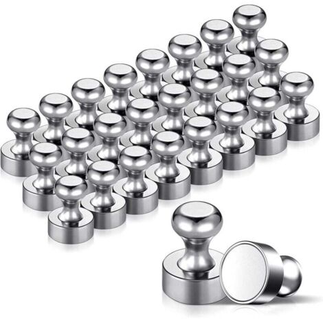 24PCS Aimant Puissant, Magnet Métalliques Aimant Puissant 12x16mm - Aimants en Acier Inoxydable Aimants Frigo pour Tableau D'affichage, Réfrigérateur etc. - avec Boîte de Rangement