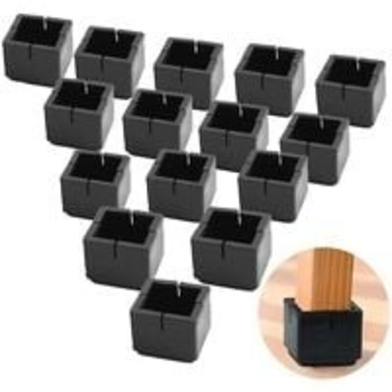 24Pcs Carré Protege Pied de Chaise Protège Jambes Table et Chaise PVC Capuchons Carrés avec Feutre Protege Pied de Chaise Carre Noir pour Jambes de