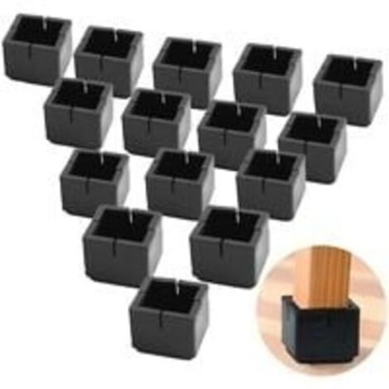 24Pcs Carré Protege Pied de Chaise Protège Jambes Table et Chaise PVC Capuchons Carrés avec Feutre Protege Pied de Chaise Carre Noir pour Jambes de