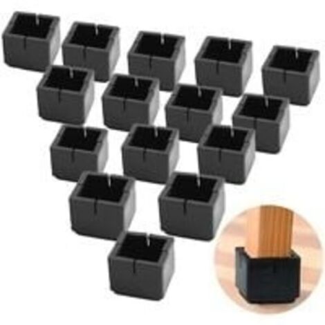24Pcs Carré Protege Pied de Chaise Protège Jambes Table et Chaise PVC Capuchons Carrés avec Feutre Protege Pied de Chaise Carre Noir pour Jambes de Chaise Jambes de Table Jambes de Sofa 30-35mm
