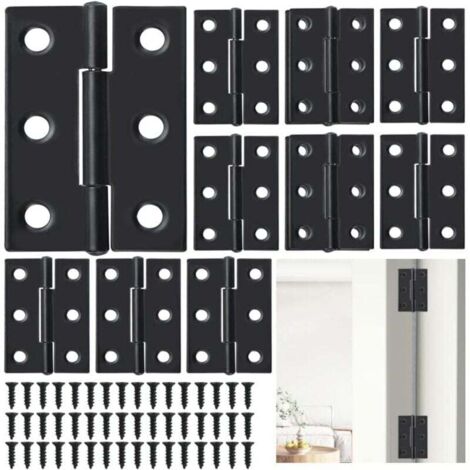 24PCS Charniere Porte Charniere Invisible 34 55mm Charnière Plate Charniere Noire Porte Placard Charnières de Porte Amovibles Charnières de Porte à Roulement à Billes avec Vis pour Meuble