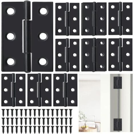 24PCS Charniere Porte Charniere Invisible 34 55mm Charnière Plate Charniere Noire Porte Placard Charnières de Porte Amovibles Charnières de Porte à Roulement à Billes avec Vis pour Meuble-