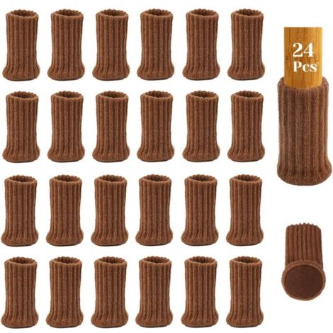 24Pcs Chaussettes de Chaise Mobilier en Feutre, Table mobilier Couvre Meuble Chaise Pieds Couvertures Casquettes Pieds Tampons Plancher Protège - Évitez Les Rayures et Le Bruit（6-18cm）（brun）
