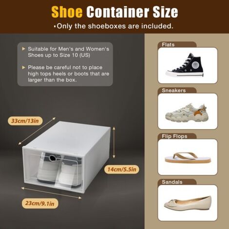 24pcs Clear Plastic Shoe Storage Boxes Drawer Stackable Foldable Organiser